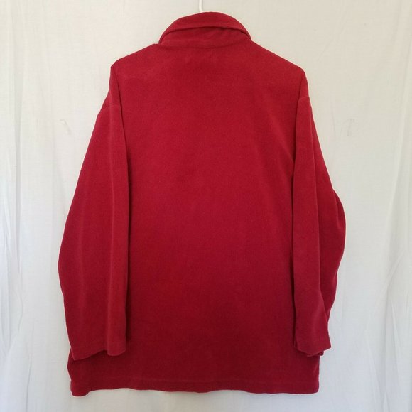 Caribbean Joe Mens Heavy Fleece Shirt Long Sleeve Button Down Red Size M shacket - Picture 3 of 8